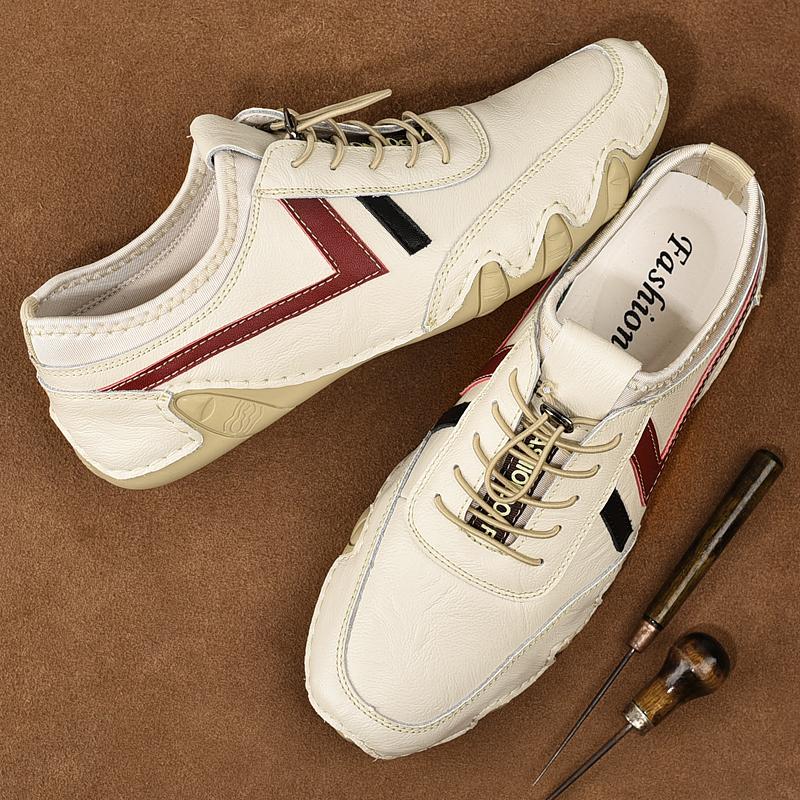 

Мужская кожаная обувь, универсальные повседневные кроссовки, повседневные мокасины, удобная мягкая обувь для вождения, противоскользящая, удобная для ходьбы, обувь на плоской подошве 38