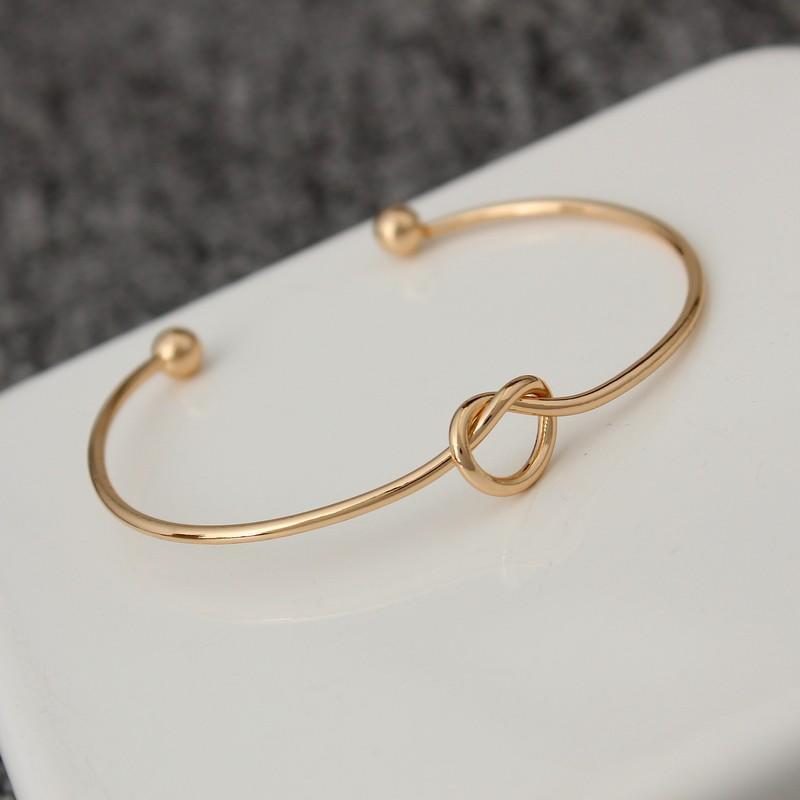 Adjustable Knot Cuff Bracelets & Bangles For Women Jewelry Gift Simple Smooth LOVE Valentine's Day Gift