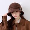 Spot fashion versatile autumn and winter retro corduroy bucket hat thickened warm face small button basin hat