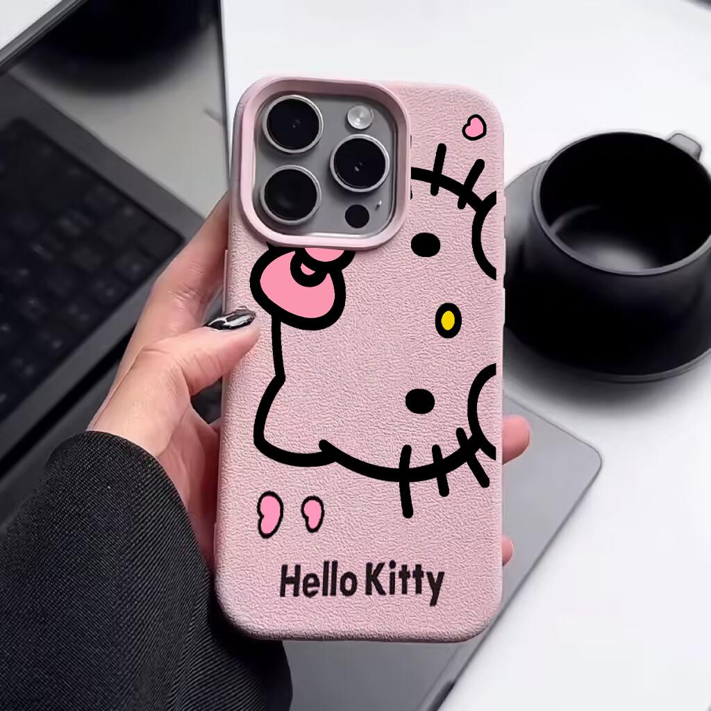 Pretty Cute Hello Kitty Chain Case For Iphone 17 Pro Max 17 Air 16 15 14 13 12 11 Pro Max 16e Lichee Pattern Phone Casing