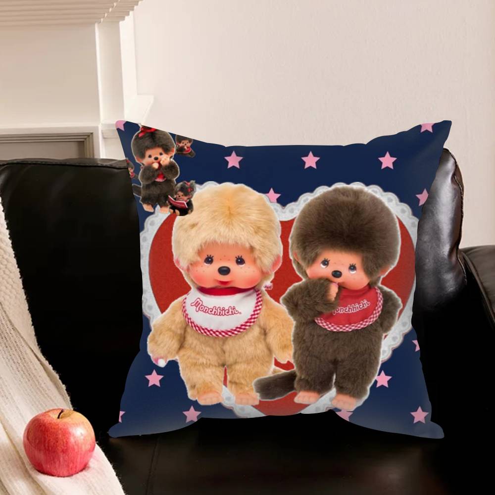 Cute M-Monchhichi-I Pillowcase For Sofa Room Office Decor Printing Protector Cushion Cover Valentine Gift Custom