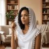 Solid Color Wedding Hijab Lace Trim Cathedral Veil Vintage Bridal Headscarf  Church Ceremony