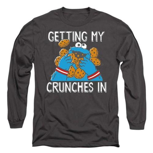 Sesame Street Unisex Adult My Crunches Cookie Monster Long-Sleeved T-Shirt