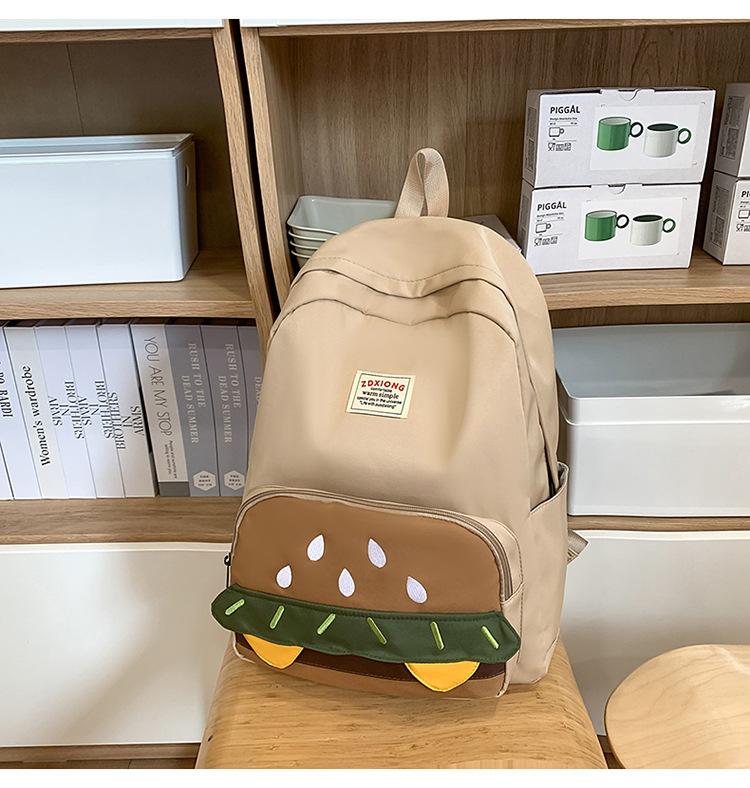 School Bag Ins Hamburg Niche Cute Design School Bag Cartoon Versatile College Student Lightweight Travel Backpack Casual Backpack