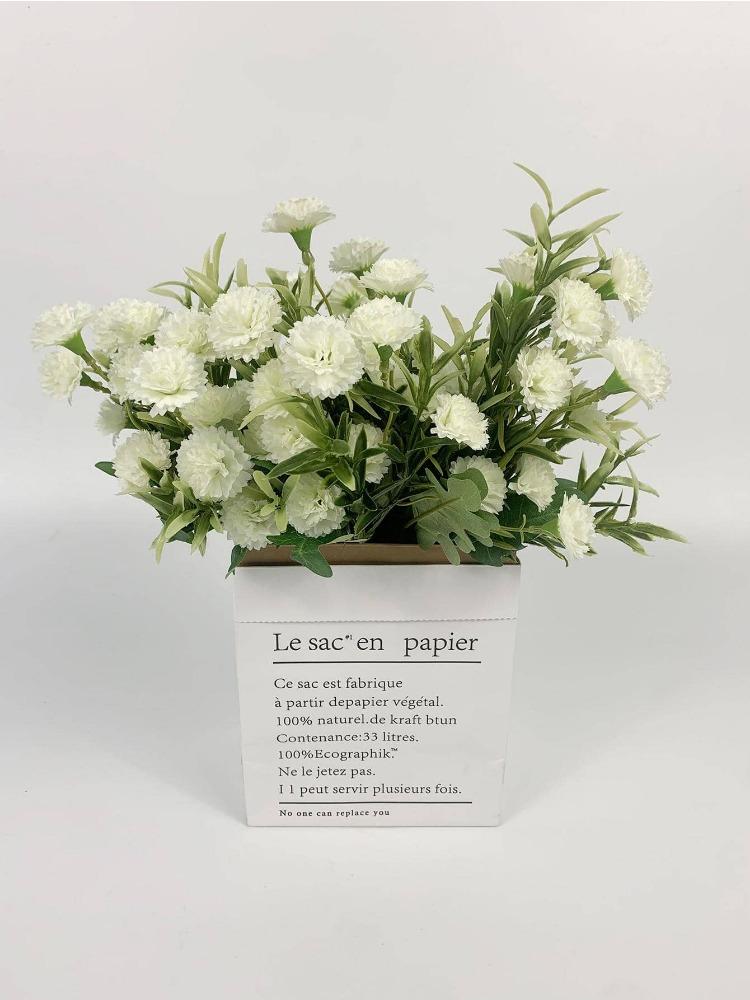 4 Bunches Fake Flower with Stems Small Carnation Artificial Flowers Bulk Silk Carnation Flowers for Outdoors Wedding Home Hotel Decorations