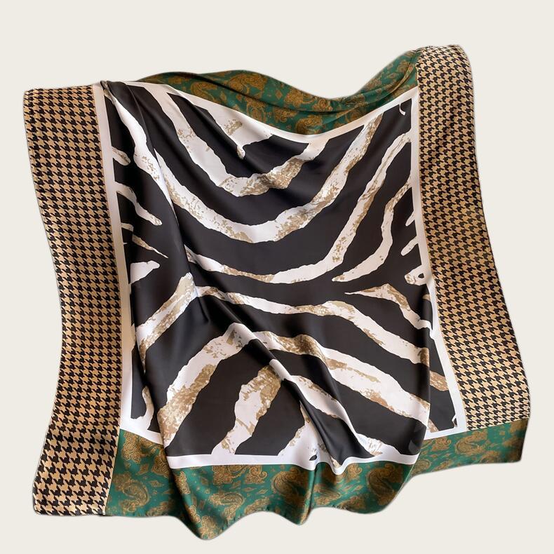 Hangzhou Silk Satin Brocade Scarf 110x110: Versatile Large Silk Feel Shawl for Air Conditioning