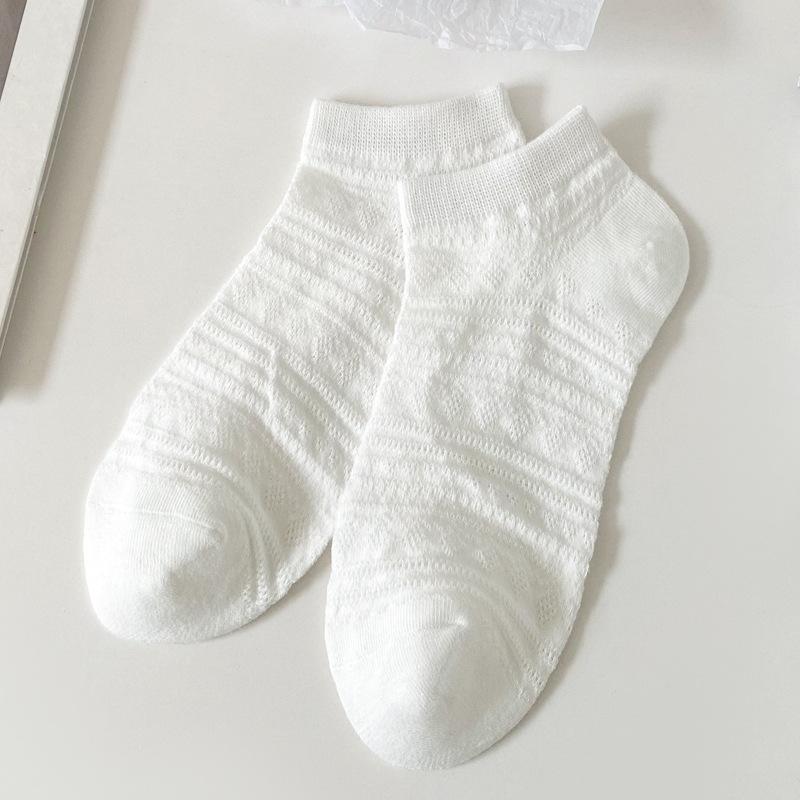 5/10 Pairs Casual Spring Summer Women's Boat Socks with Subtle Floral Mesh Lace Up Low Cut Short Socks Breathable and Sweat Absorbing Invisible Socks