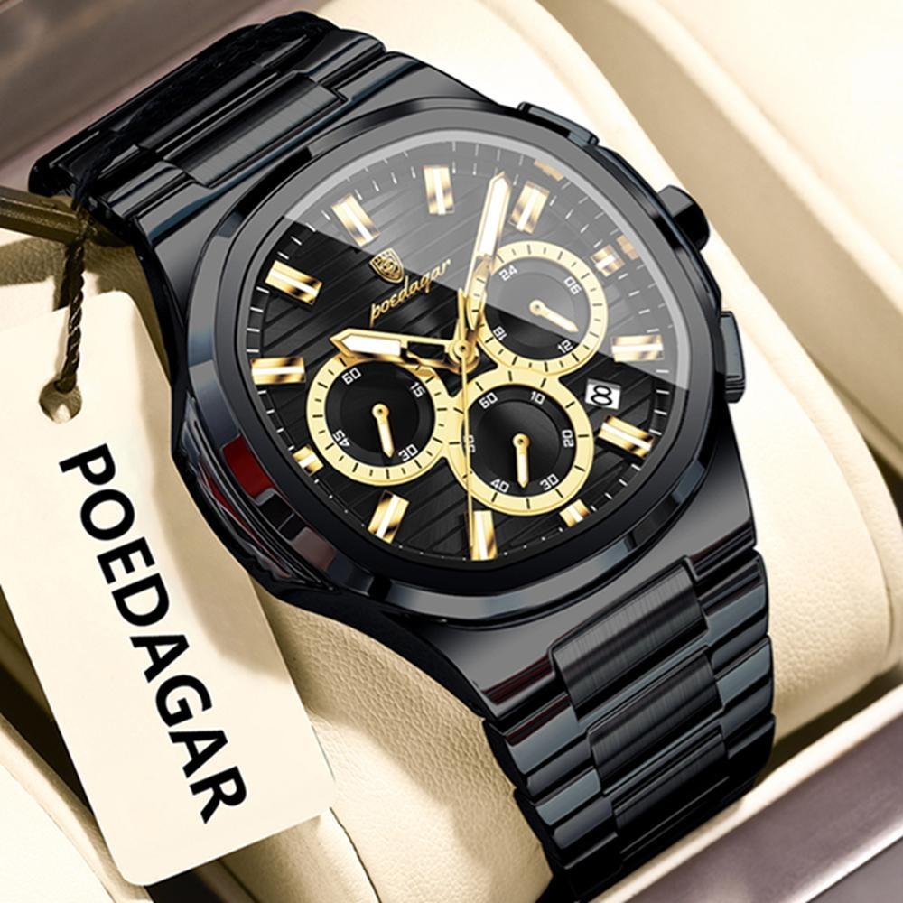 

Business Man Wristwatch Date Chronograph Waterproof Luminous Luxury Men Watch Stainless Steel Quartz Watches чорний