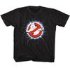 The Real Ghostbusters Lightning And Logo Black Youth T-Shirt