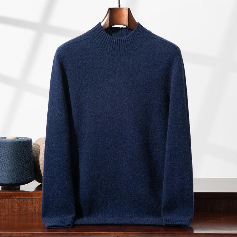 Men's High Neck Thickened Cashmere Sweater: Loose Fit, Plus Size, Warm Knit Base Layer for Autumn/Winter.