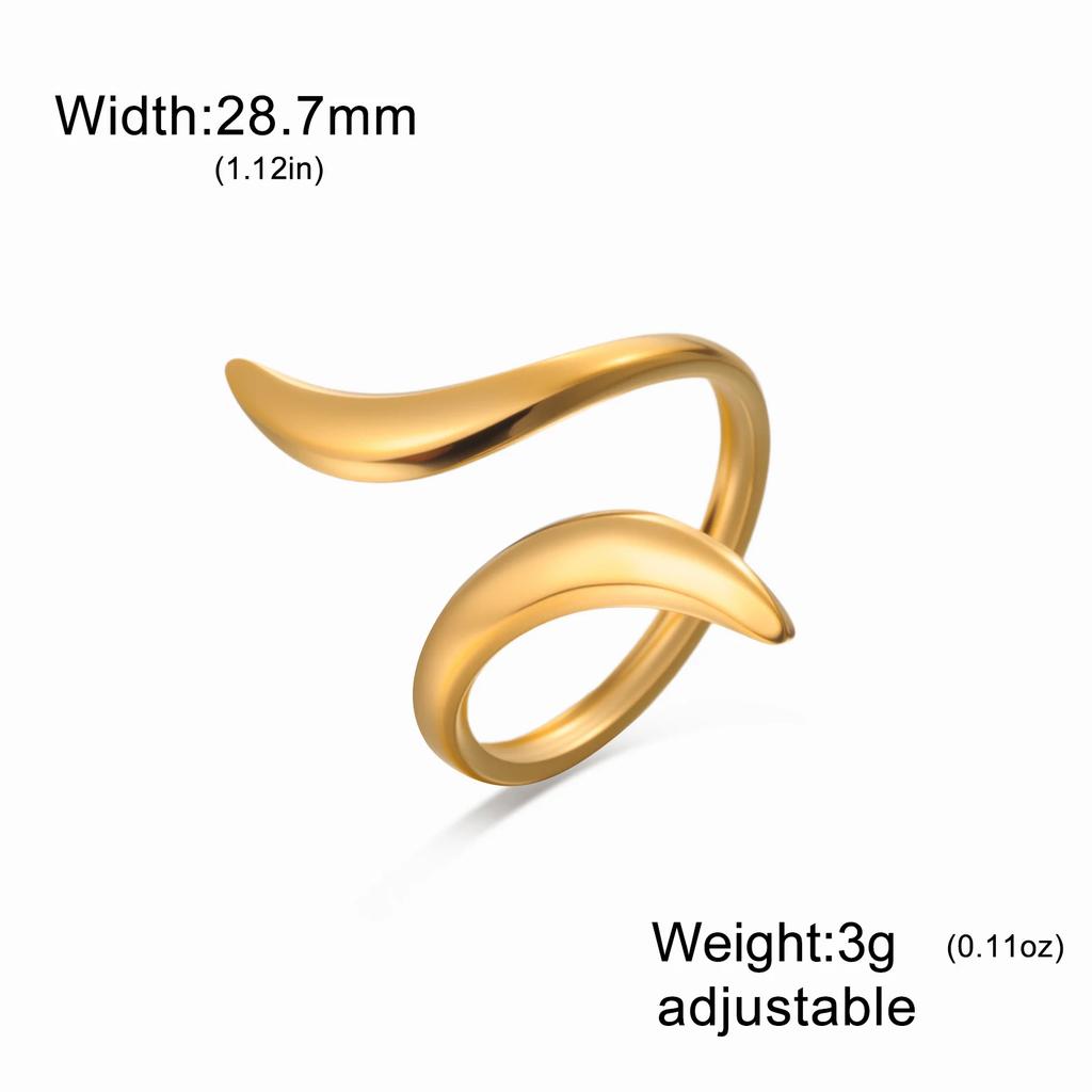 Cazador Stainless Steel Geometric Open Ring Waterproof Double Layers Fashion Finger Rings for Women Party Jewelry Gift Wholesale