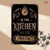 In This Kitchen We Use Magic Metal Tin Sign  HeavyDuty Iron Retro Black  Golden Kitchen Decor      Wizard  Cauldron De