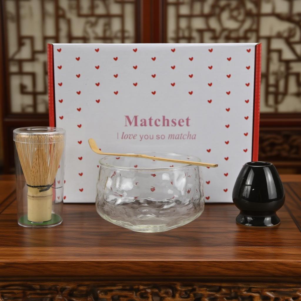 1PC/4PCS/Set Japanese-style Matcha Glass Bowl , Spoon, Tea Whisk, Perfect Gift For Ceremony, Traditional Decoration