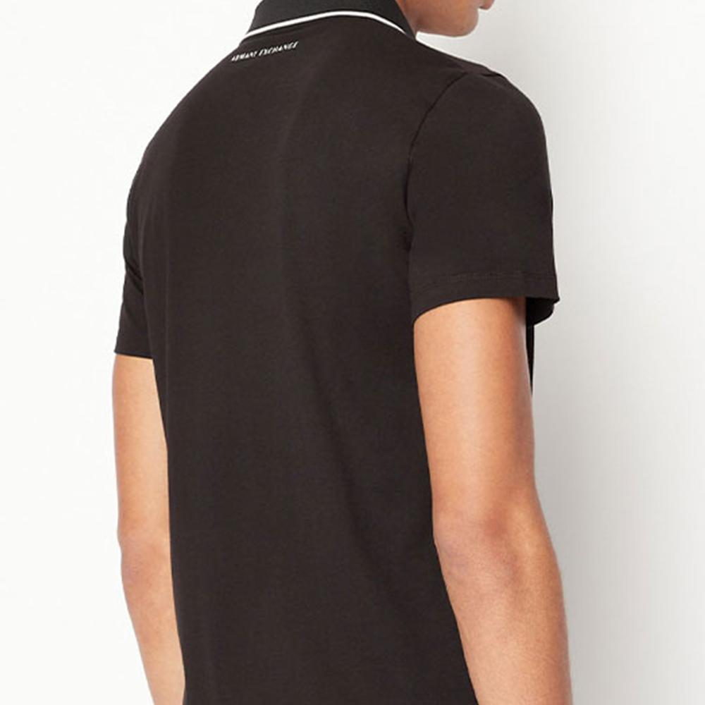 Armani Exchange SS23 Solid Logo Print Casual Short Sleeve Polo Shirt Men tops Black 3RZFFC-ZJDFZ-1200