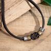 Minimalist Leather Knot Round Necklace for Men Hip Hop Niche High-end Beaded Collarbone Chain Accessory for Men