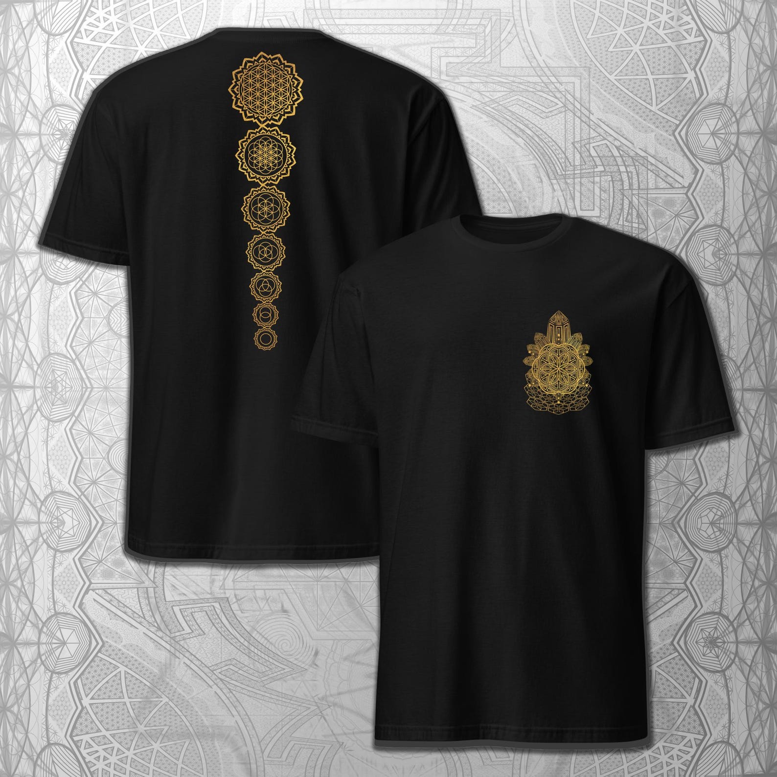 Flower Of Life Chakra T-Shirt | Sacred Geometry Art, Spiritual Clothing XL