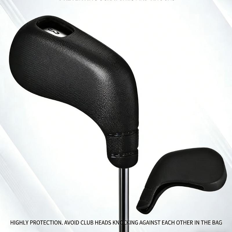 High Elastic Golf Iron Head Cover Thick Soft PU Golf Head Cover Replacement Headcover Protective Cover Protector
