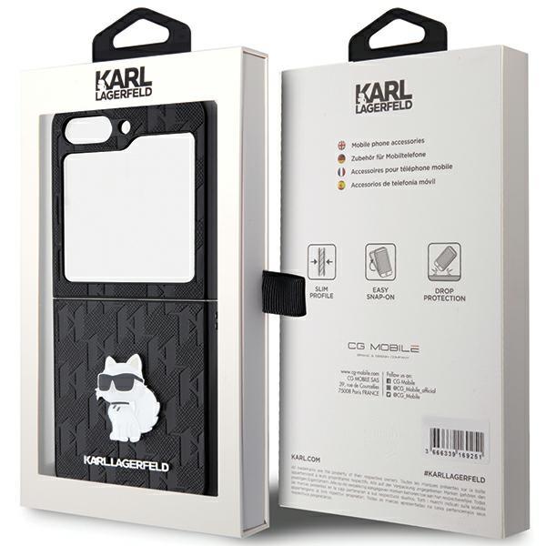 Karl Lagerfeld Klhczf5Sapchnpk Z Flip5 F731 Hardcase Black/Black Saffiano Monogram Choupette Pin