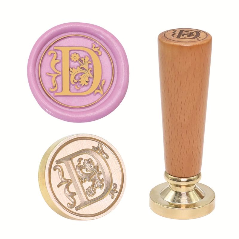 Customizable Sealing Stamp Brass Head and Beechwood Handle Vintaged Steal for Letters and Gifts