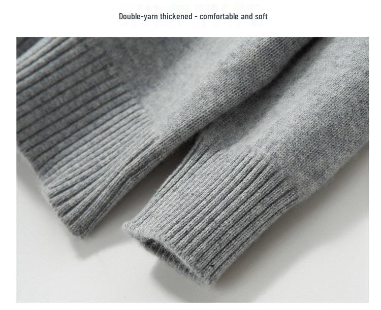 Men's Cashmere High Neck Loose Fit Sweater - Autumn/Winter Plus Size, Solid Color Wool Knit