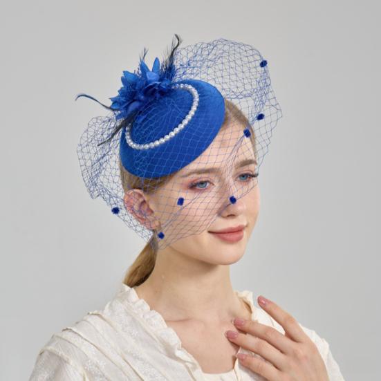 Top Hat Hair Accessories Faux Pearls Feather Flower Veil Decor Dance Headdress Fascinator Headpiece
