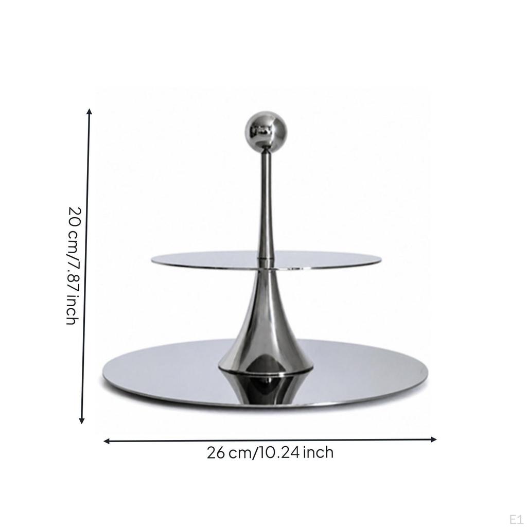 Dessert Stand with Mirrored Trays Silver Tiered Serving Tray Polished for Cafes