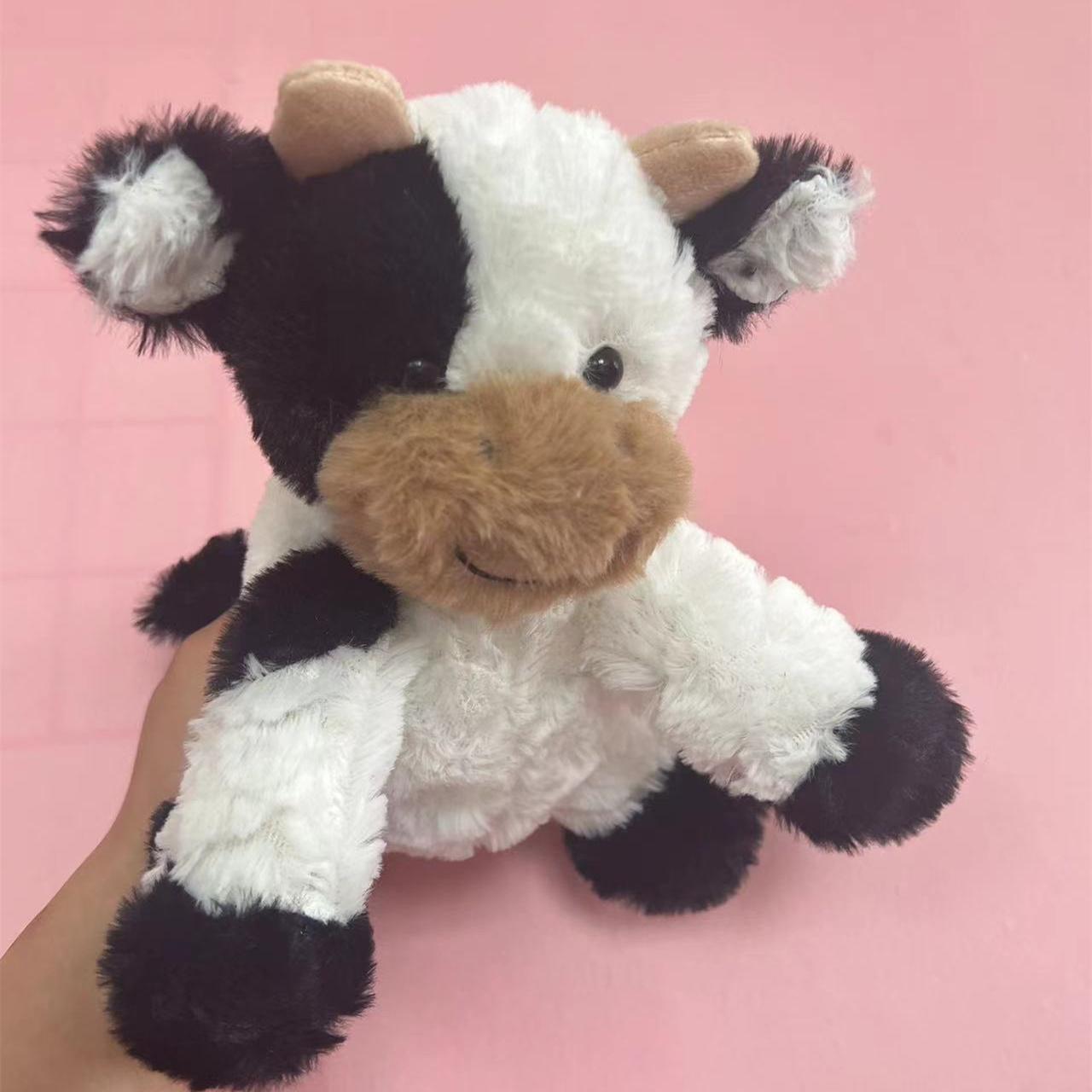 

25 см плюшевая игрушка корова, набитая хлопком, декоративная подушка, кукла корова, мягкая и удобная, детский подарок на день рождения для девочек 25cm чёрный