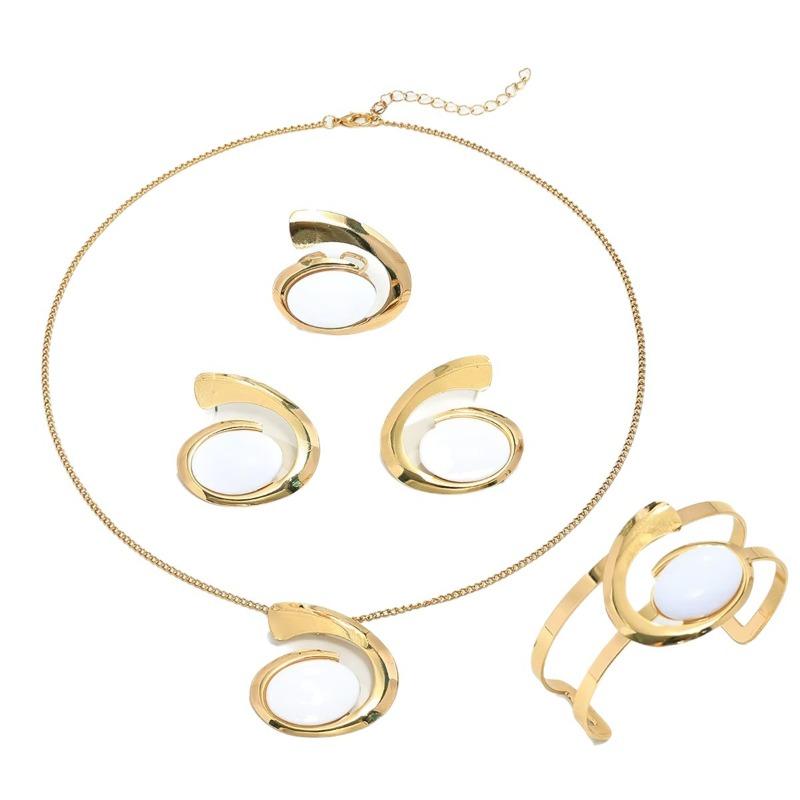 Personality exaggerated necklace high-end geometric E-shaped stud necklace bracelet ring jewelry set