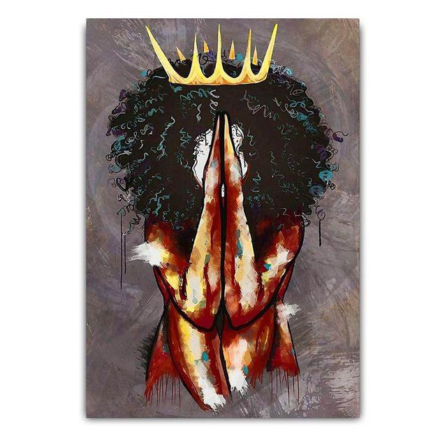 Graffiti-Kunst, abstrakte Figur, Leinwandmalerei, Kronengöttin, Wandkunst, Poster, einzigartige Frisur, sexy Mädchen, Heimdekoration, Wandbild, kein Rahmen