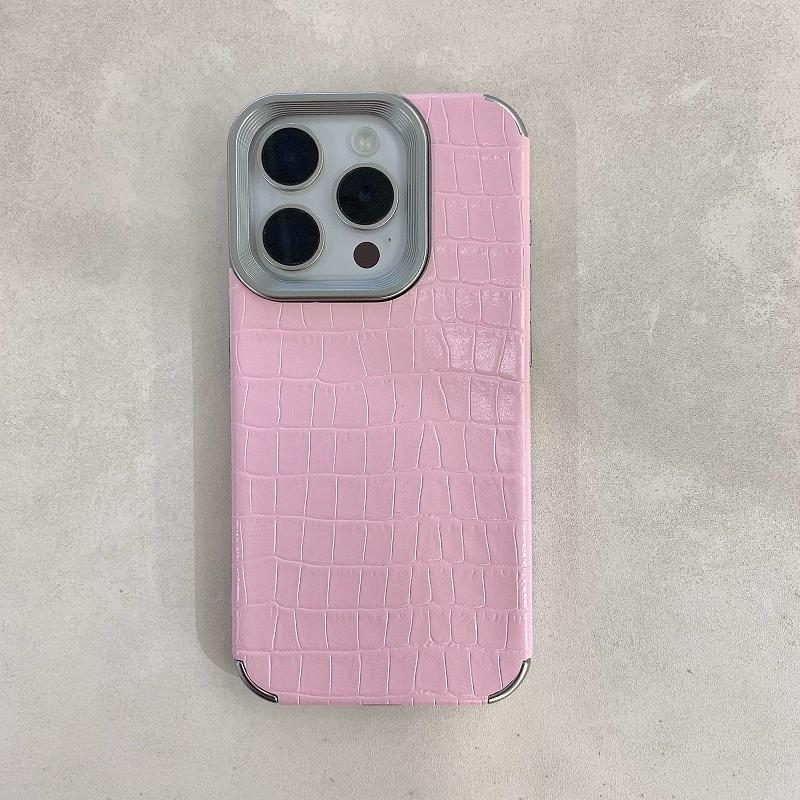 Alligator Leather Pattern Suitable for IPhone16 Mobile Phone Case All-inclusive 15promax Solid Color 14 Retro 13/12/11 Couple All-inclusive Anti-drop