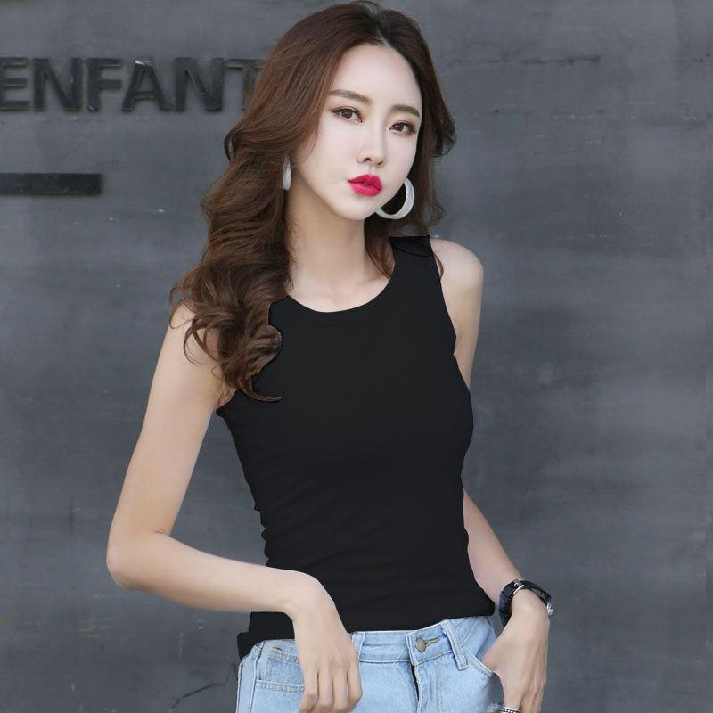 

Летняя майка из модального хлопка для женщин, однотонная, без рукавов, базовая майка, элегантный жилет 4XL чёрный