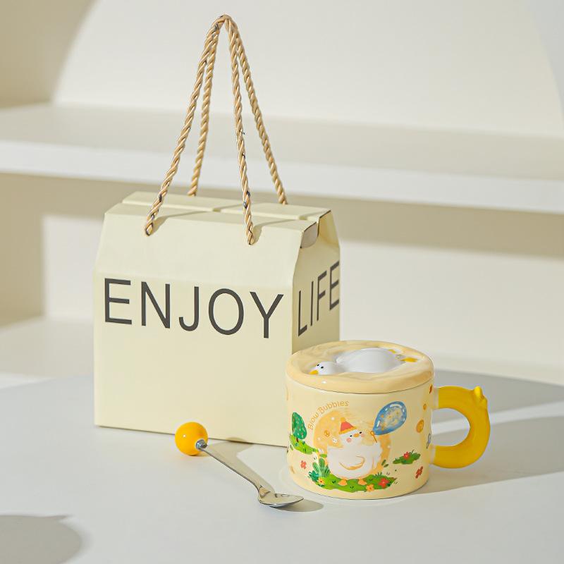 High Looking Retro Cup Artistic Sense of Ceramic Mug Birthday Gift for Girls Best Friend Souvenir Gift Box