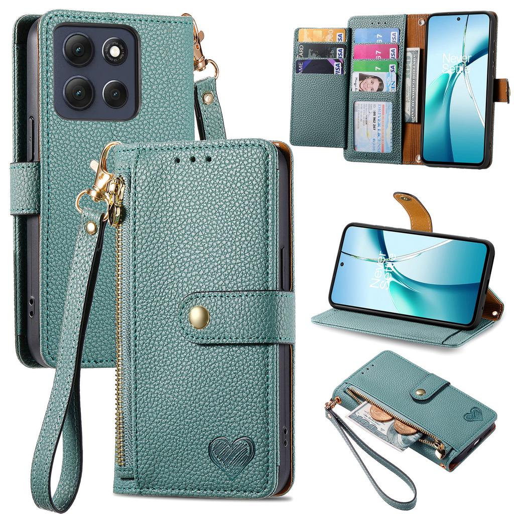 For Motorola Moto G86 5G Case RFID Blocking Zipper Pocket Leather Wallet Phone Cover with Strap