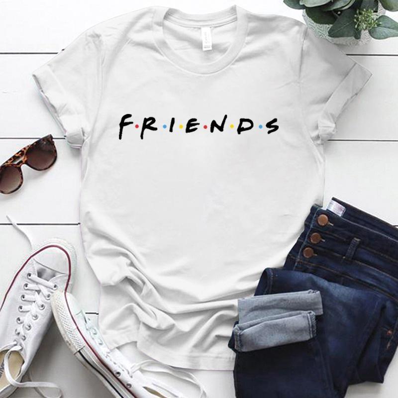 Women's Fashion Printed Friends Print T-shirts Summer Casual Loose Round Neck Creative Personalized T-shirts