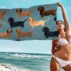 Dachshunds Anime Beach Swimming Towel Soft Absorbent Washcloth Children's Gifts for Kids Travel Camping Gym