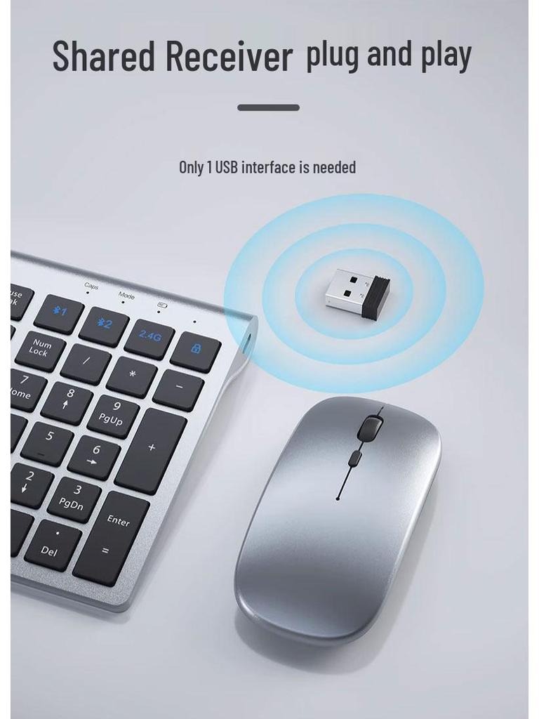 Ultra-Slim Bluetooth Wireless Keyboard & Mouse Set: Silent, Rechargeable, Unlimited Keys for Laptop & Office Use