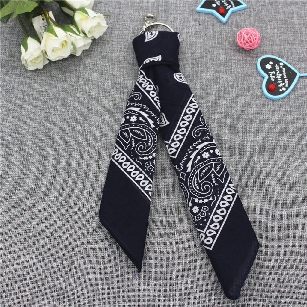 Trifong Bandana Navy 100% Cotton Adult Paisley Handkerchief Dark Blue Unisex Large 55cm x 55cm