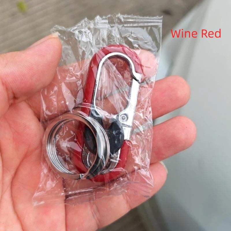 Rotatable Lock Carabiner Keychain Rustproof Metal Double Ring Anti-Lost Key Holder for Camping Hiking Gears
