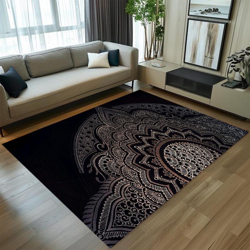 Bohemian Mandala Floral Pattern Area Rug Vintage Print Carpet Floor Mat Home Living Room Bedroom Ethnic Home Decoration