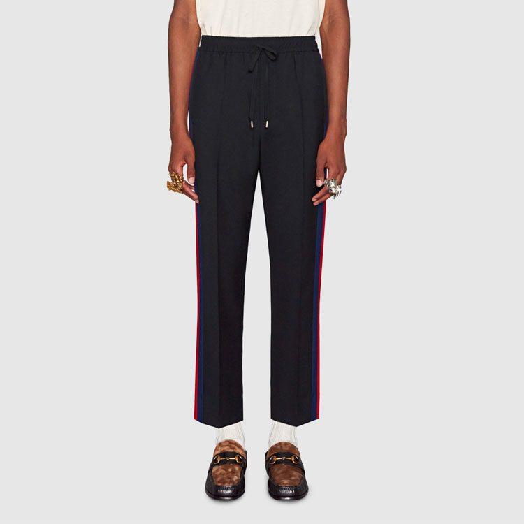 Previous Season Wool cropped pant with stripe 493714-Z6903-1387