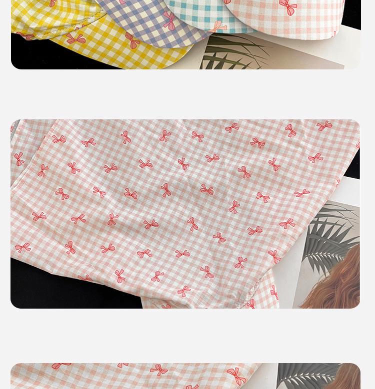 Berretto Bandana a Quadri con Laccetti Incrociati e Visiera - Cappello da Donna per Primavera/Estate Protezione Solare Stile Pastorale