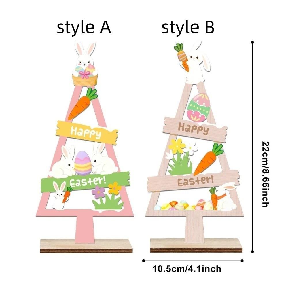 Cartoon Mini Easter Tree Ornament Colorful Blessing Wooden Rabbit Figurines Handmade Easter Desktop Decoration Dining Room