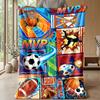 Sports Equipment Pattern Theme Blanket Lightweight Warm Flannel Blanket Decorative Throw Blanket for Home Decoration