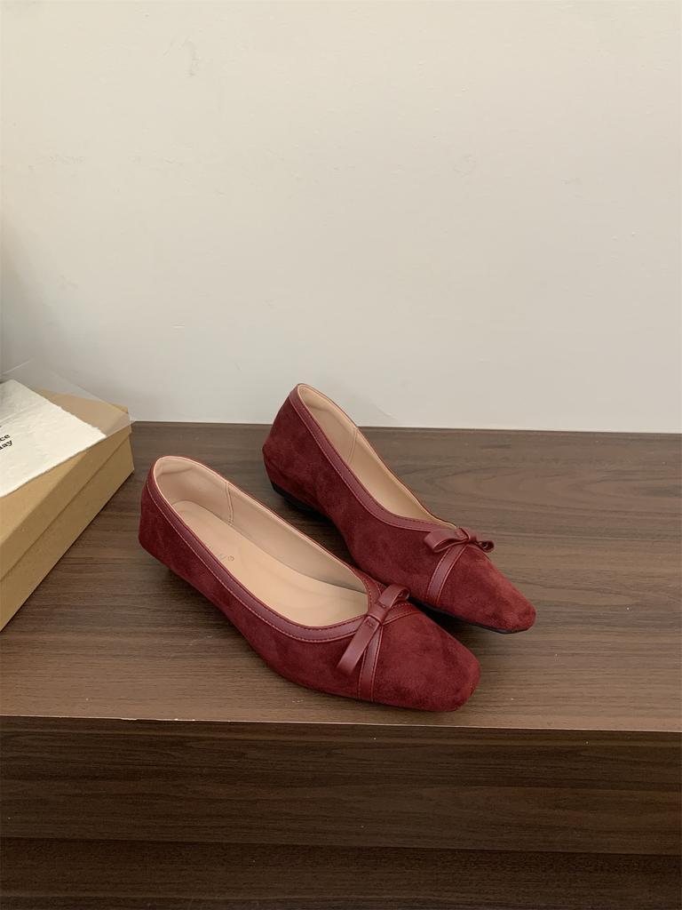 Scarpe singole quadrate retrò francesi scarpe Mary Jane con fiocco primavera piatte morbide sorellina scarpe in pelle stile fatato scarpe da donna