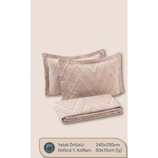 Ada Çift Kişilik Yatak Örtüsü Takımı Bej Günlük Çok Amaçlı Pike Örtü Seti - Şık Kutu Ve Paket