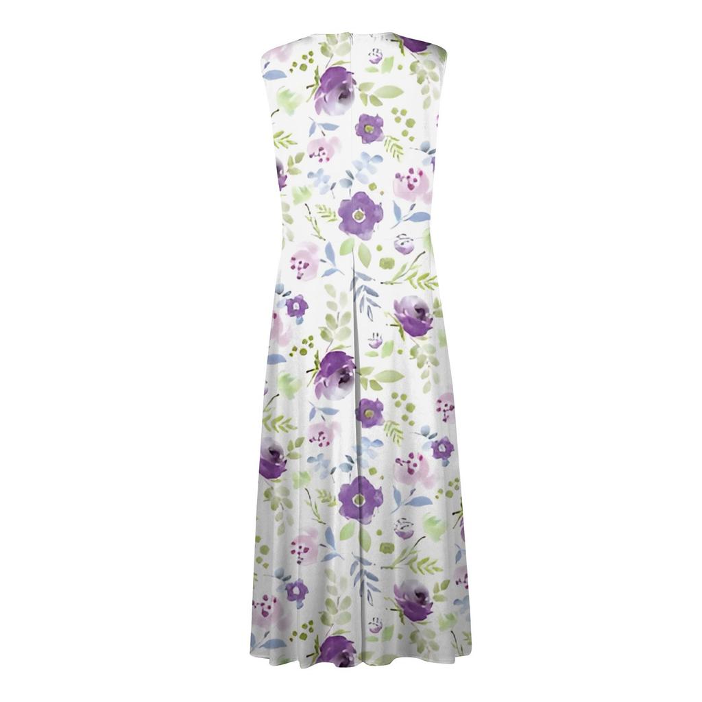 Women's Fashion Summer Small Floral V-Neck Sleeveless Tunic Casual Dresses