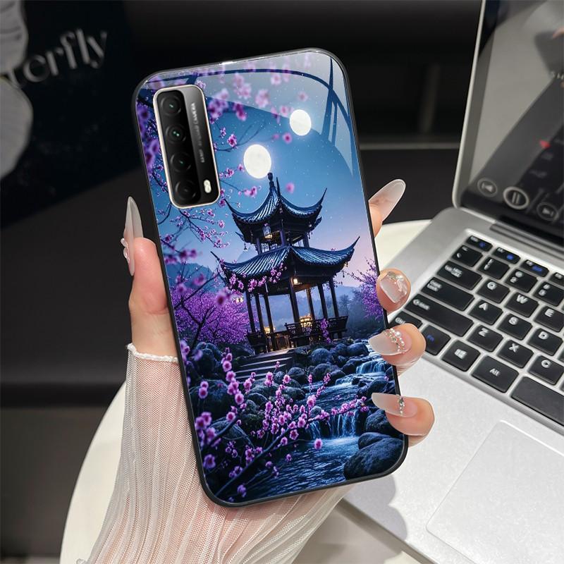 

For Huawei P Smart 2021 Phone Case Trendy Fantasy Design Tempered Glass Bumper For Huawei Y7A PPA-LX3 PPA-LX1 PPA-LX2 Back Cover Huawei P smart 2021