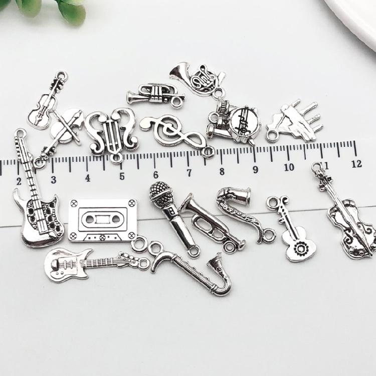 51 Pcs Violin Guitar Charm Musical Instrument Pendant Music Charm with Hole for Jewellery Making