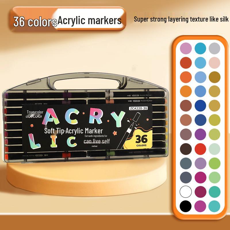 True Color Soft Tip Acrylic Marker Pens - Non-Bleeding, Stackable, Hand-Painted Graffiti & Watercolor Art Pens for Students