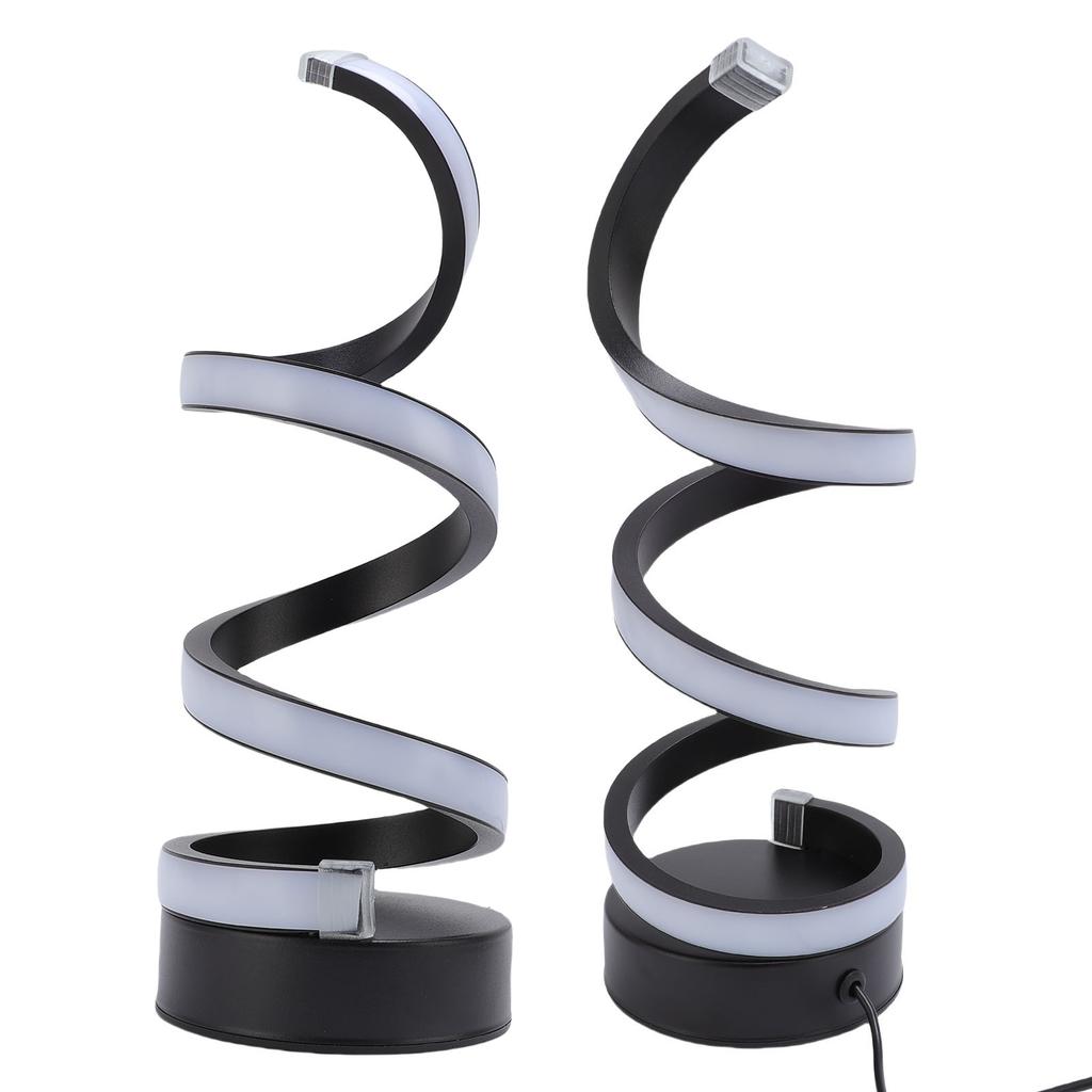 Modern Spiral RGB Table Lamp Unique 7 Colors 10 Light Modes LED Dimmable Nightstand Lamp for Living Room Bedroom Office
